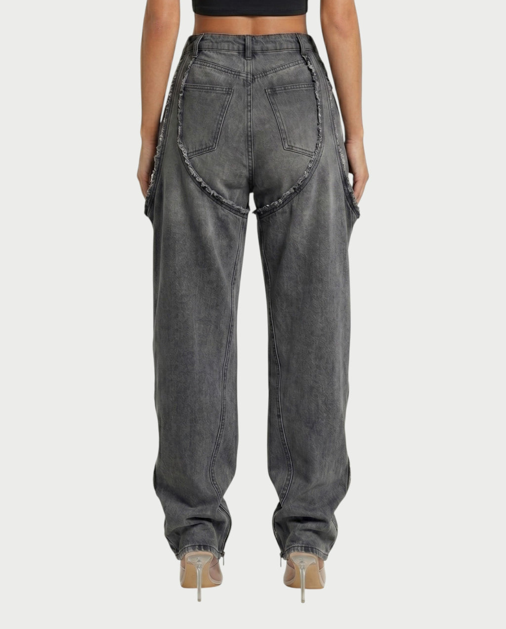 NAMI Distressed Denim Chaps Pants