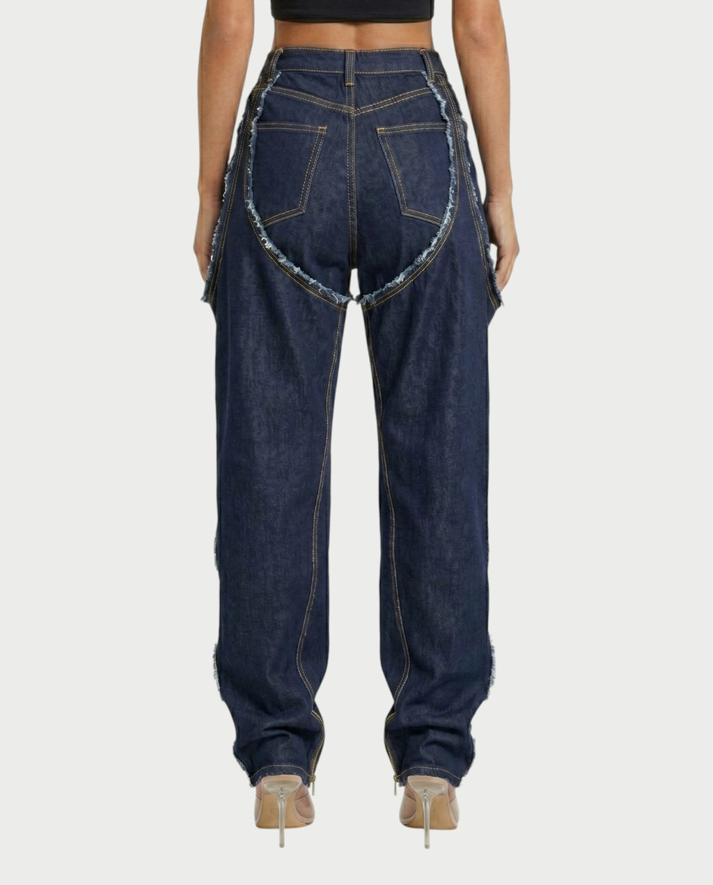NAMI Distressed Denim Chaps Pants