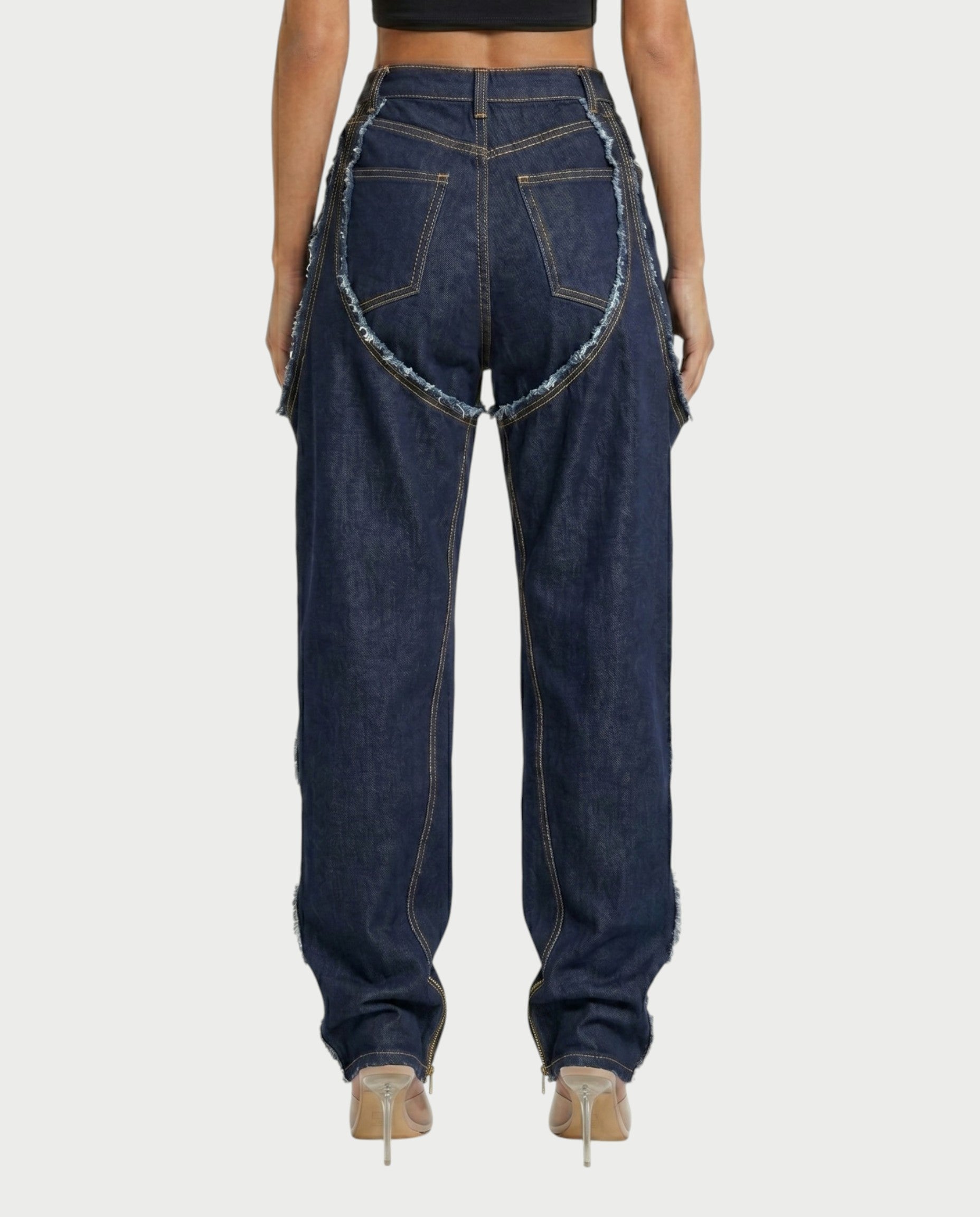 NAMI Distressed Denim Chaps Pants