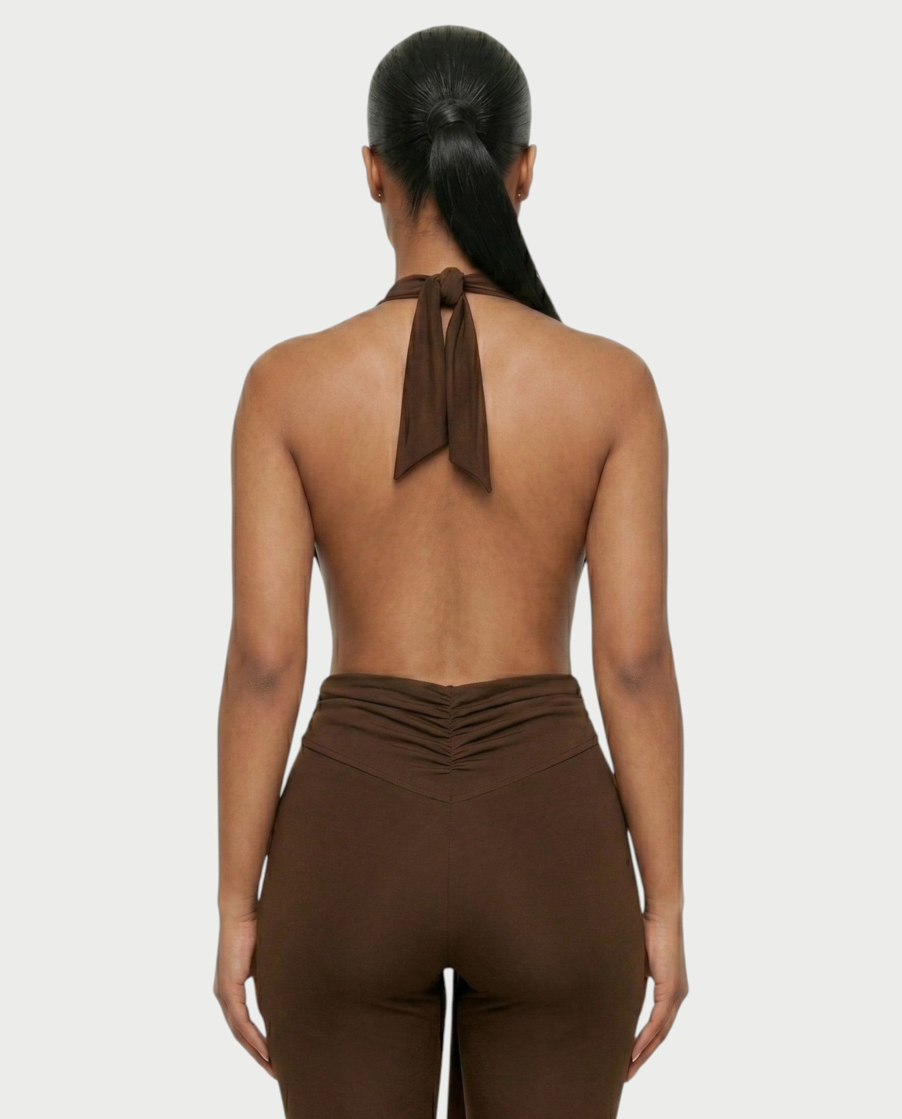 LINNA Plunging Halter Wrap Capri Romper