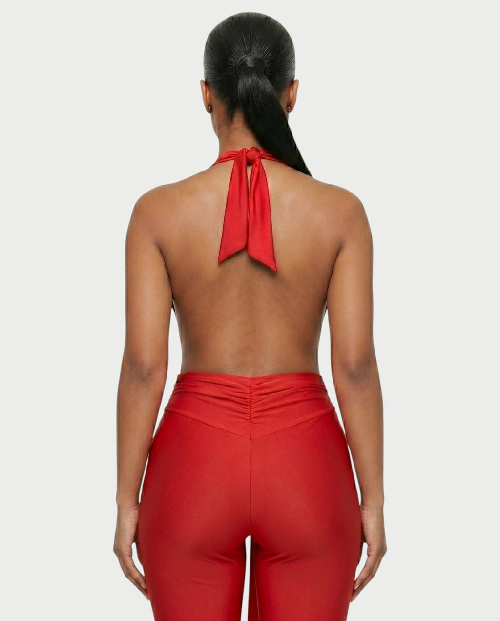 LINNA Plunging Halter Wrap Capri Romper