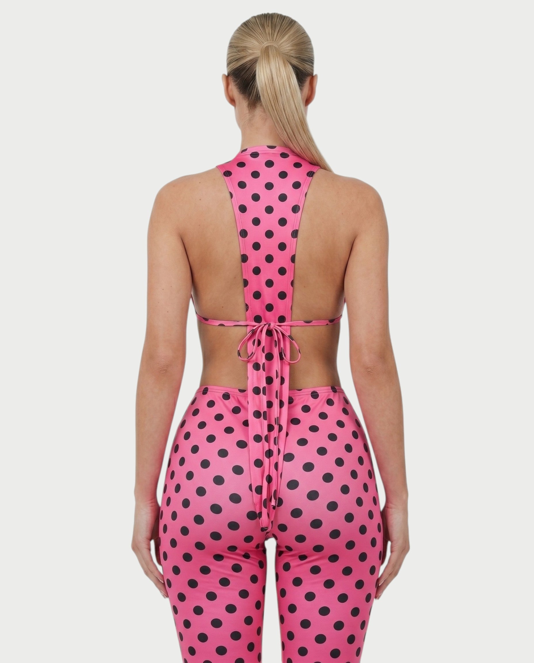 ELYNDRA Open Back Tie-Waist Polka Dot Romper