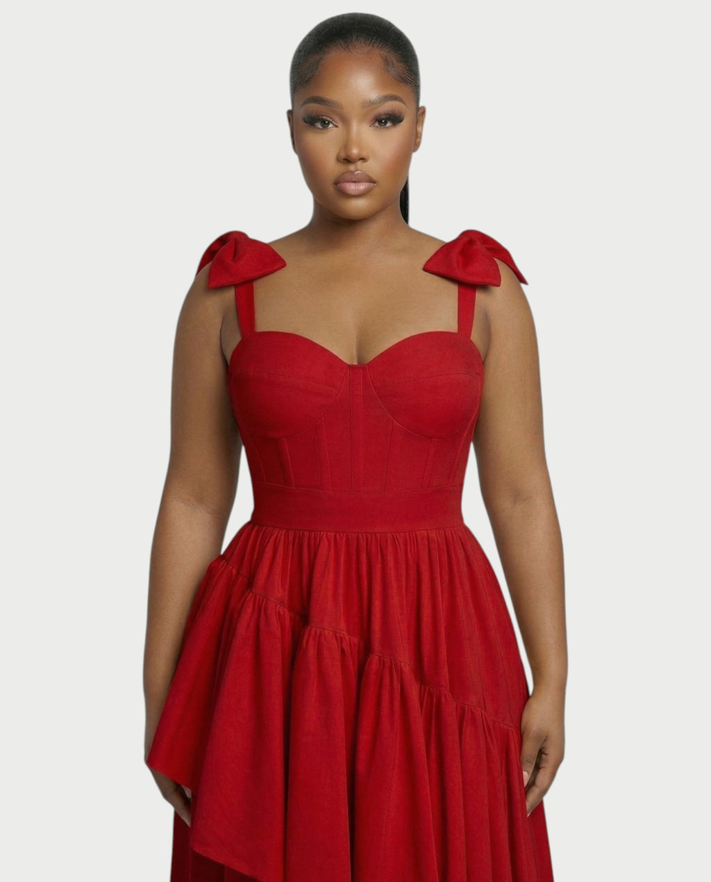 NARIMA Bow Ruffle Maxi Dress