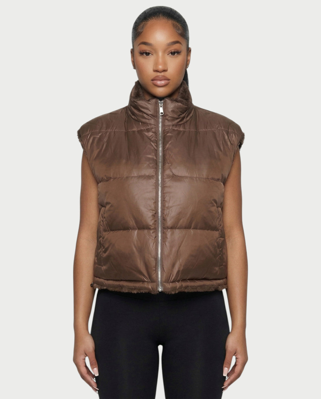 SONEYA Reversible Faux-Fur Puffer Vest