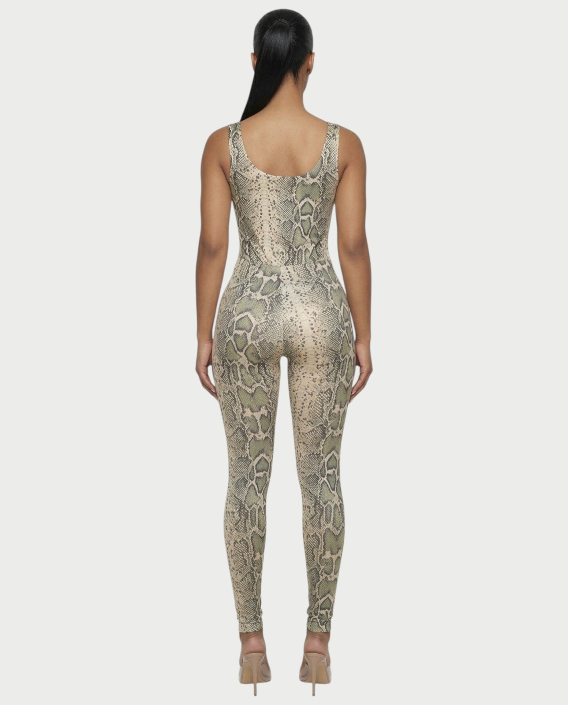 ANNELA Snake Print Bodysuit & Pants Set