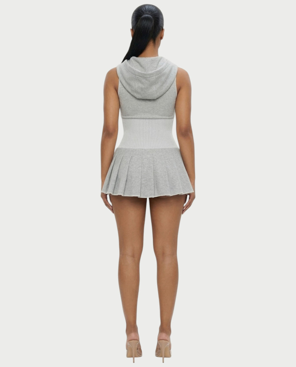 KARYS Zip-Front Hooded Mini Dress