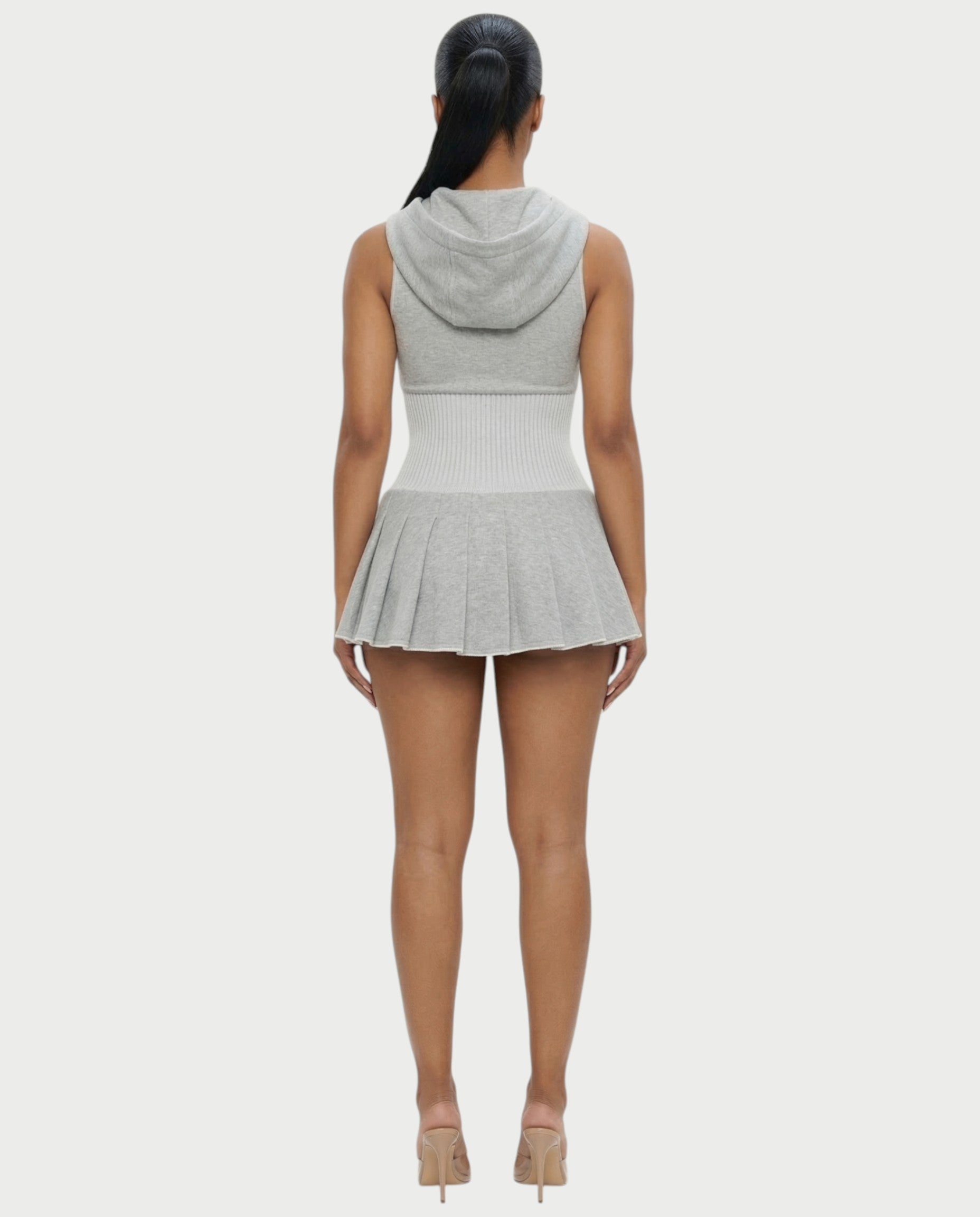 KARYS Zip-Front Hooded Mini Dress