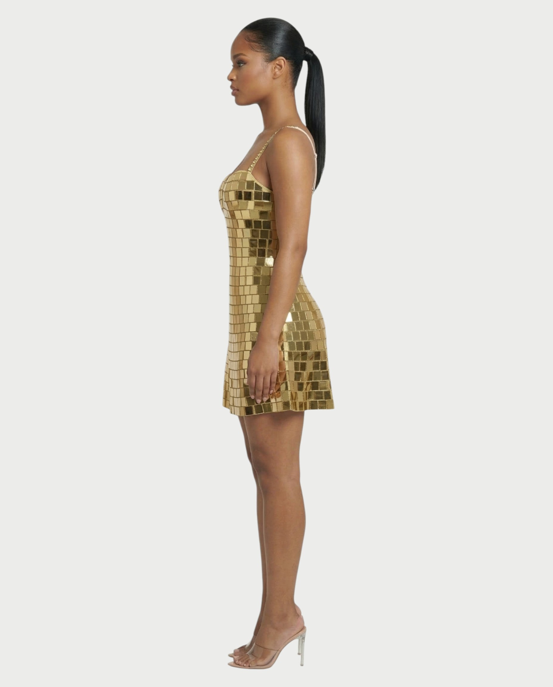 RYLA Mirror Tile Flared Mini Dress