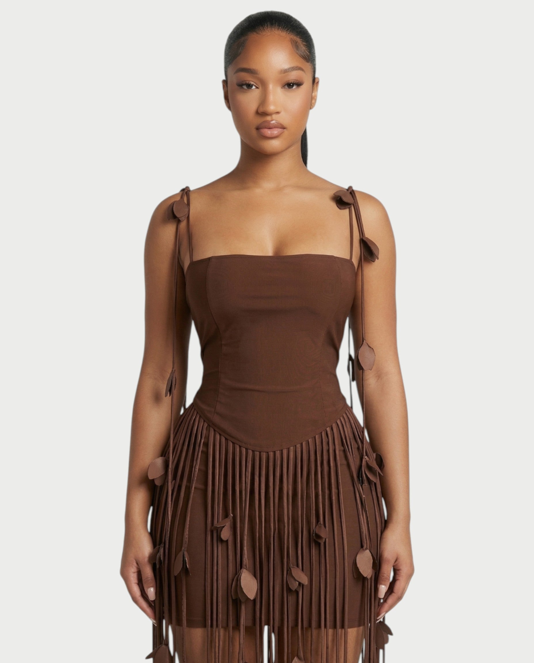 AYONA Camisole Top & High-waisted Tassel Skirt Set