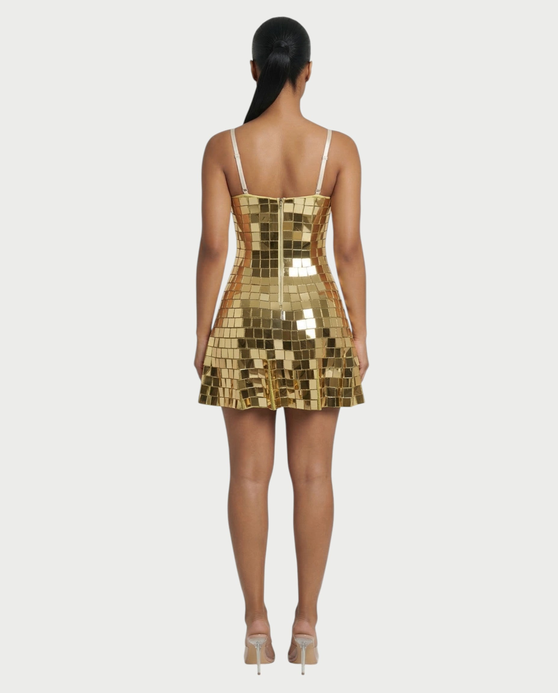 RYLA Mirror Tile Flared Mini Dress