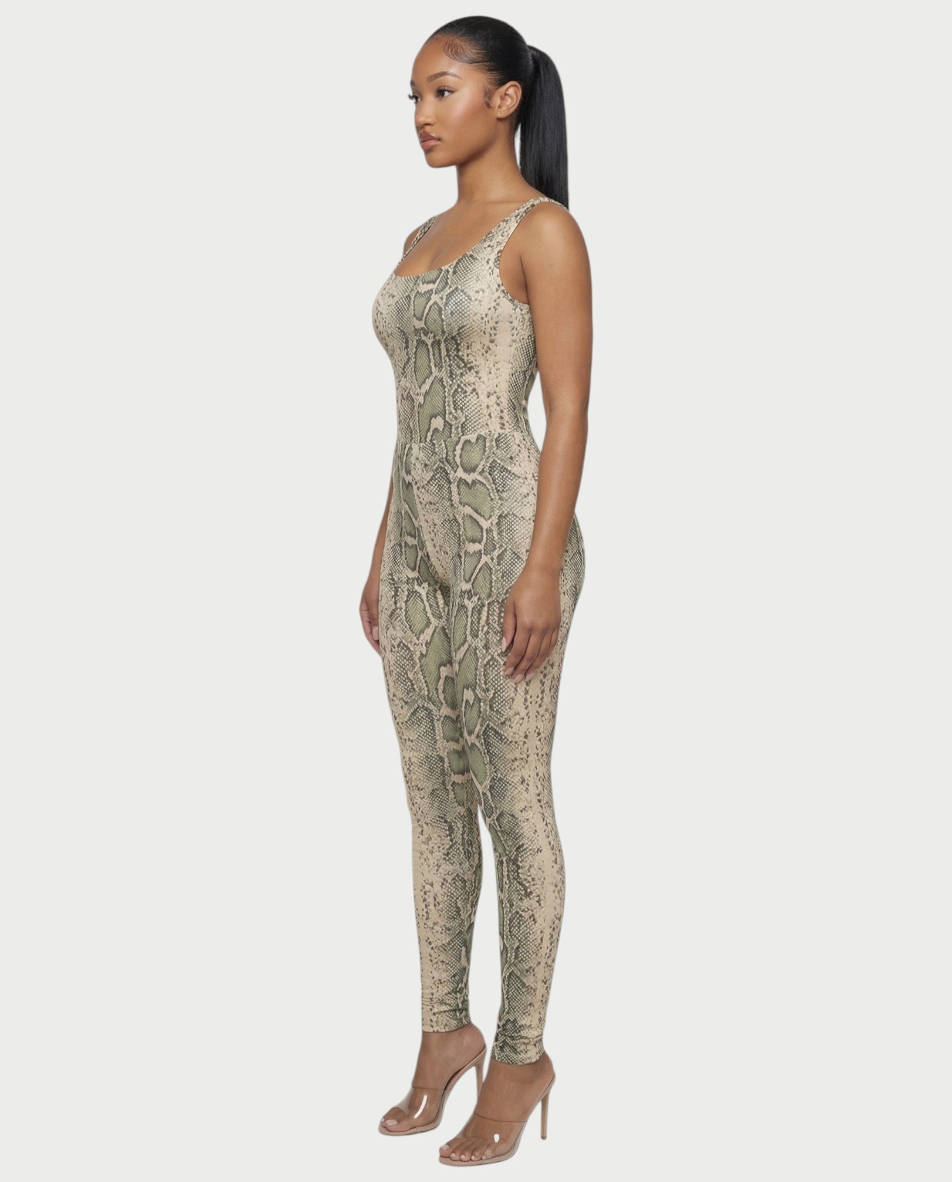 ANNELA Snake Print Bodysuit & Pants Set