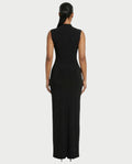 DELTA Sheer Panel Mock-Neck Bodycon Maxi Dress