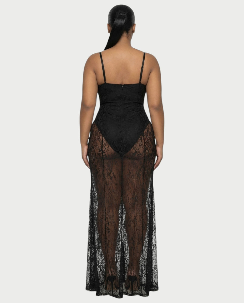 ZENRA Sheer Lace Maxi Dress