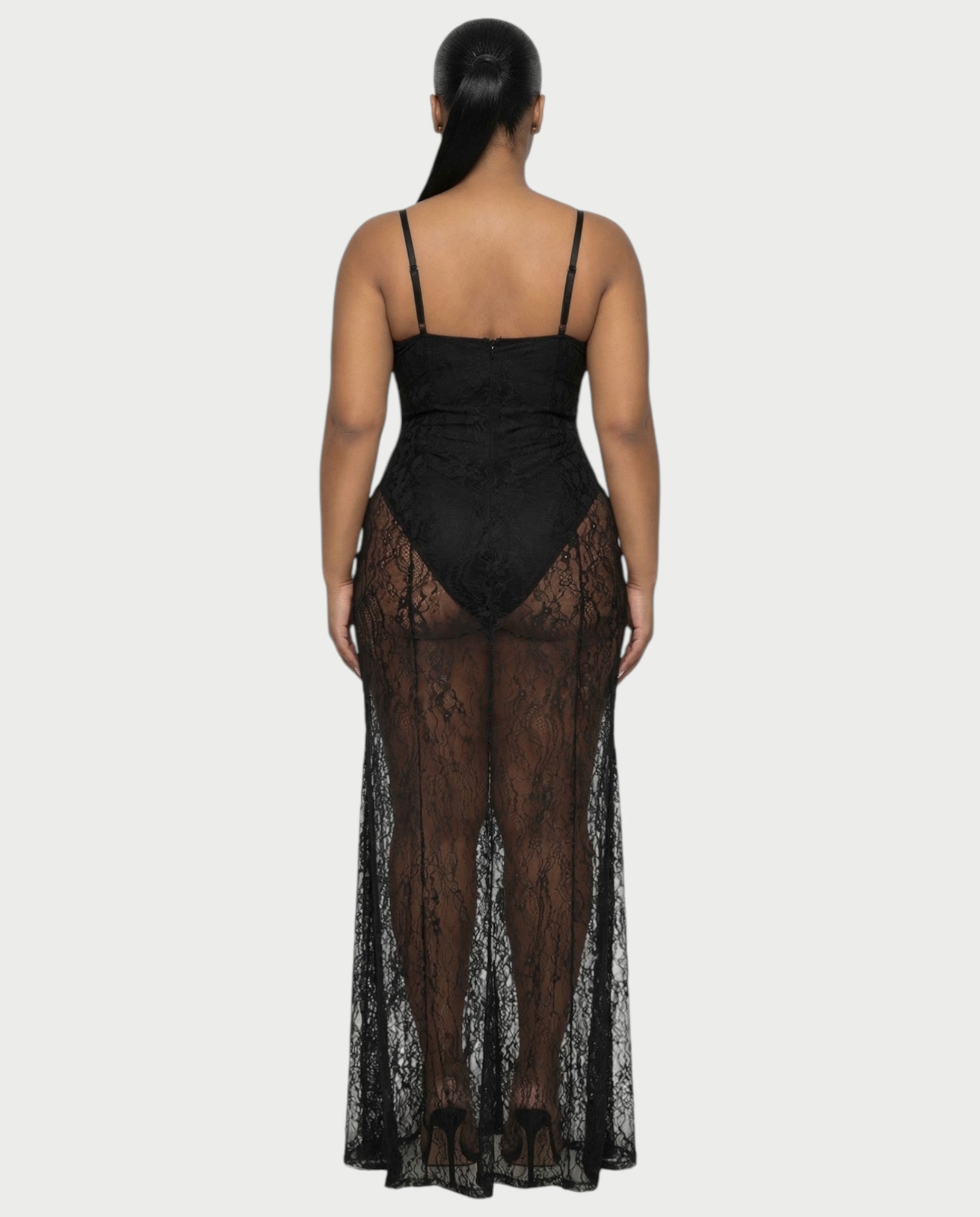 ZENRA Sheer Lace Maxi Dress
