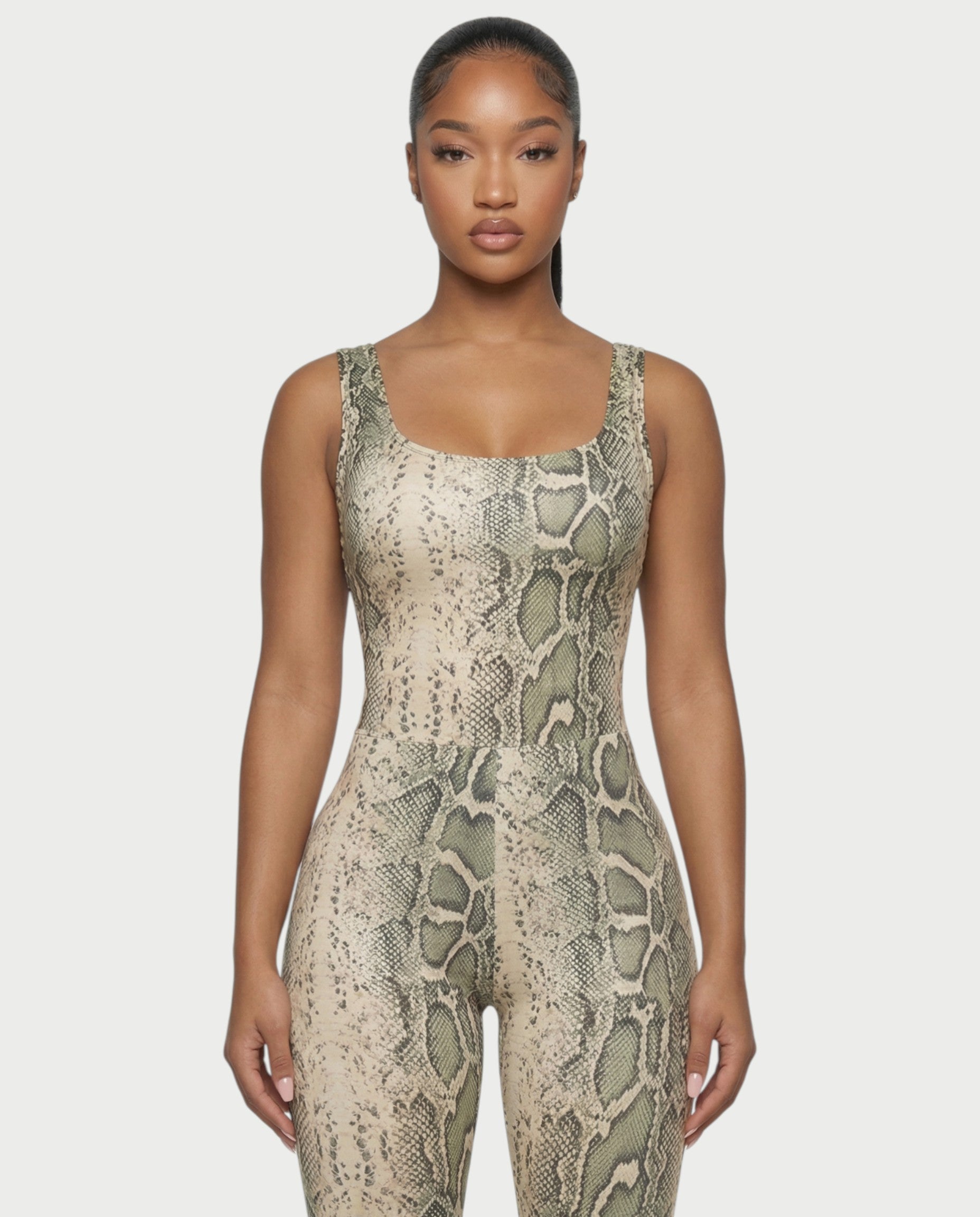 ANNELA Snake Print Bodysuit & Pants Set