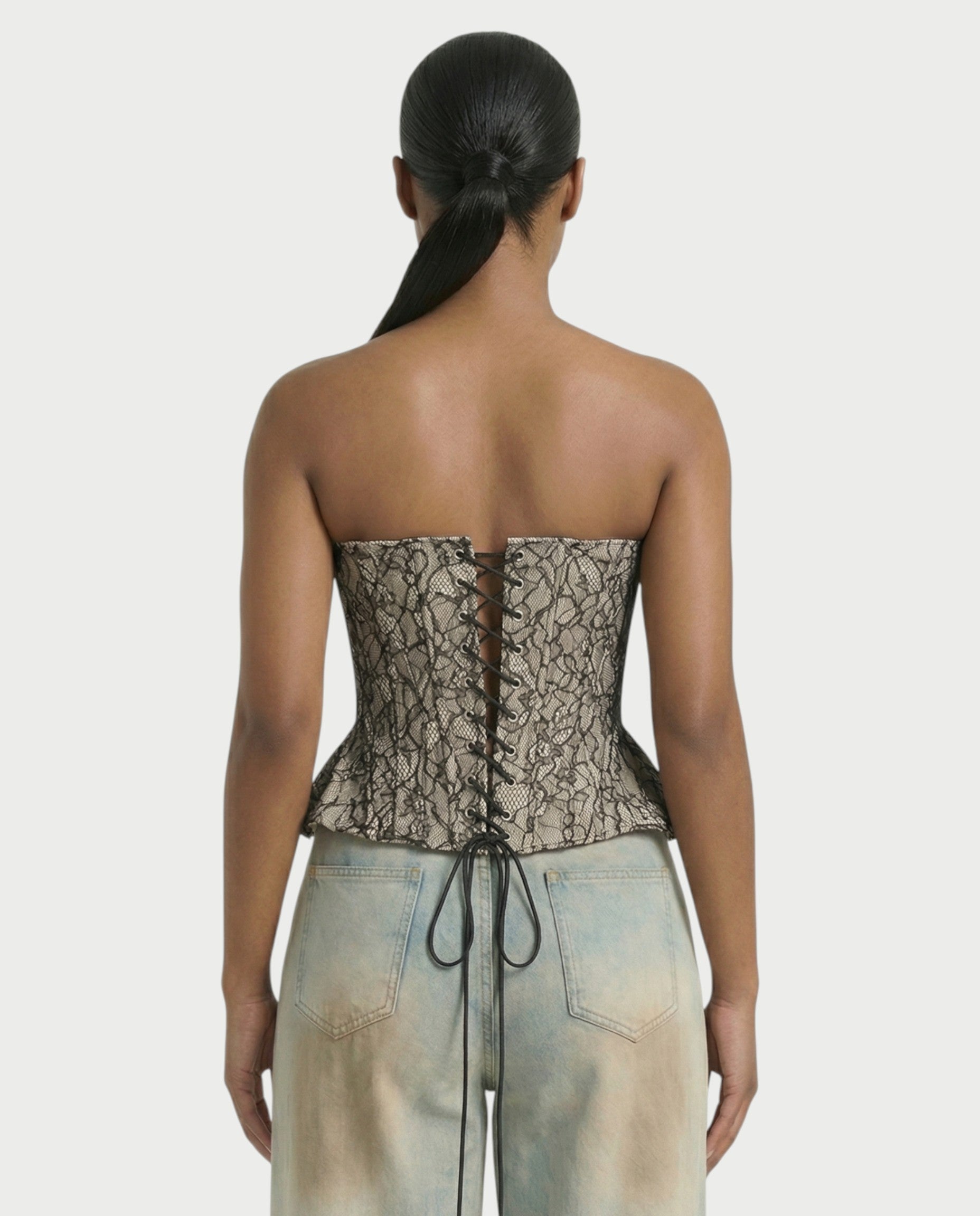OLINE Peplum Lace Corset Top