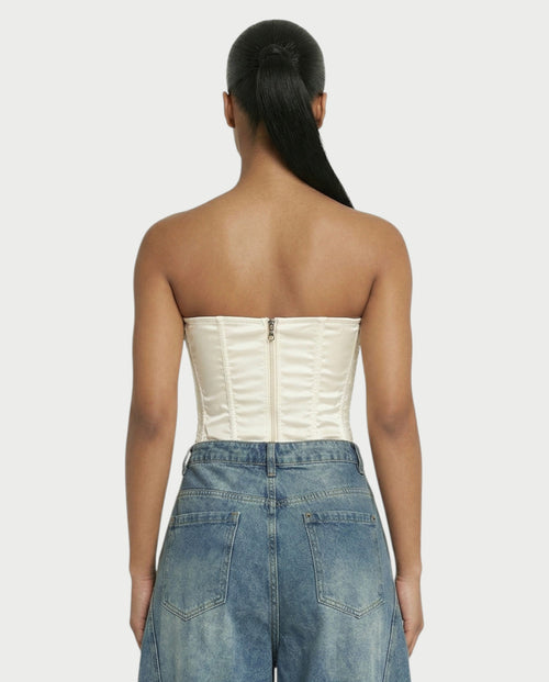 UREYS Pearl & Sequin Sheer Corset Top