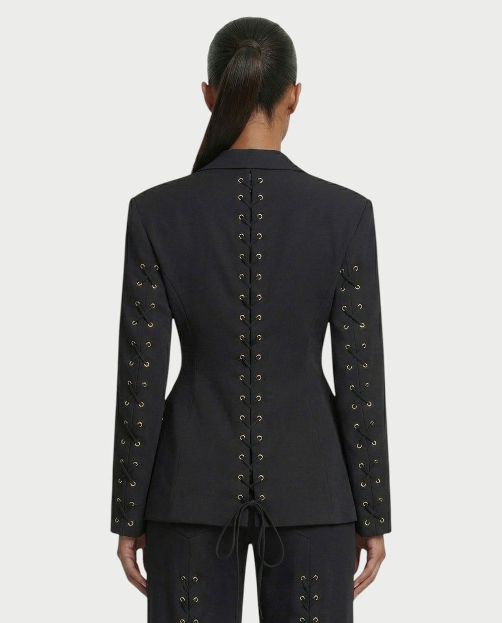 XAVIA Lace-Up Back Blazer & Trouser Set