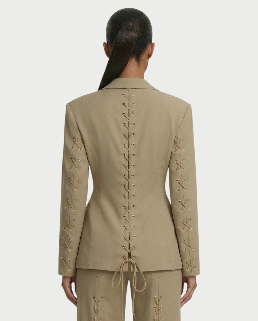 XAVIA Lace-Up Back Blazer & Trouser Set