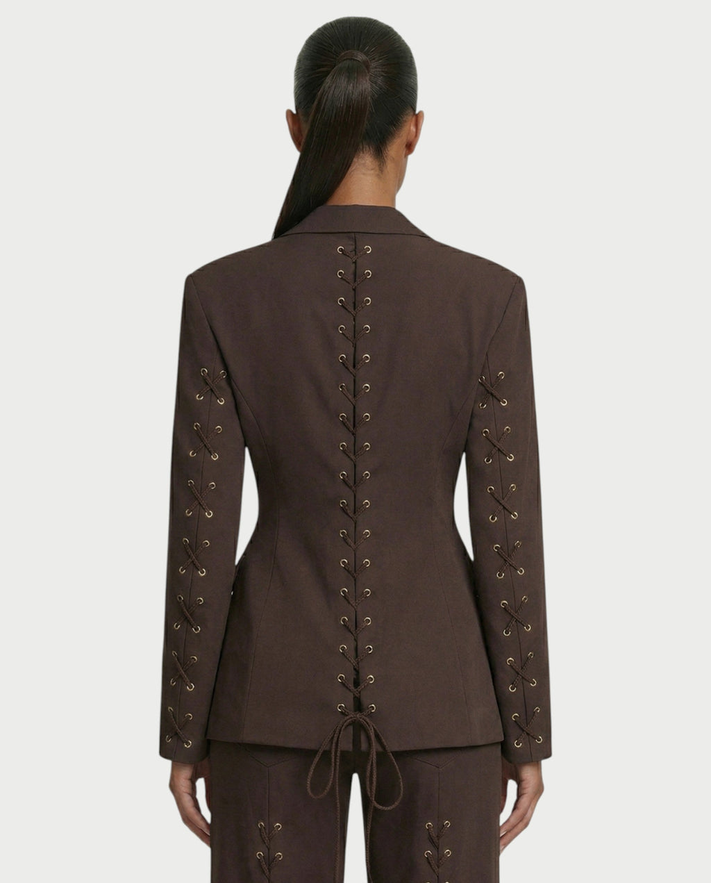 XAVIA Lace-Up Back Blazer & Trouser Set