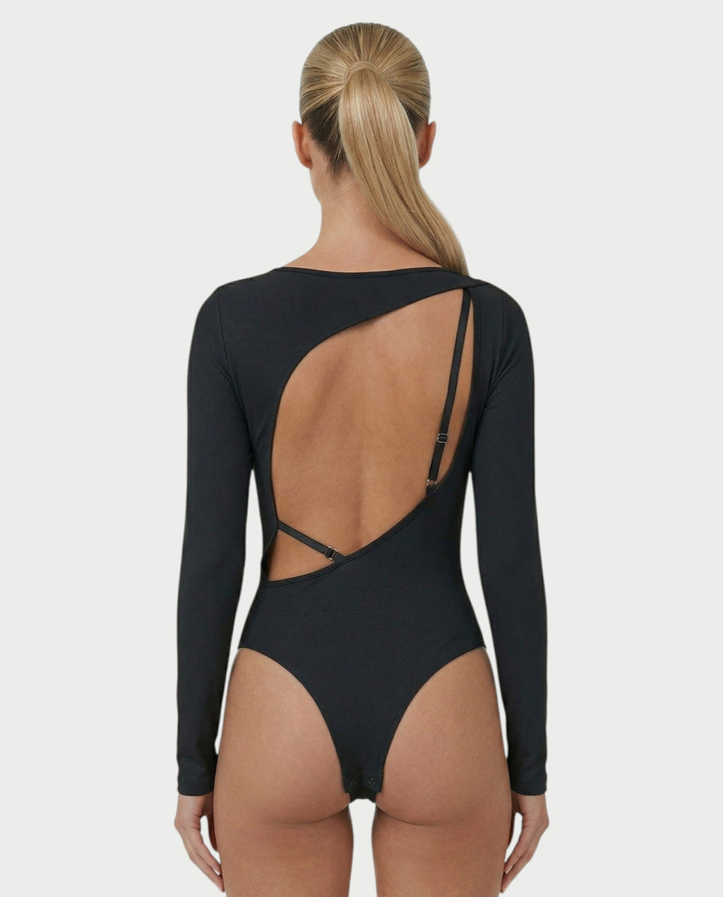 TOVA Open-Back Strap Long Sleeve Padded Bodysuit