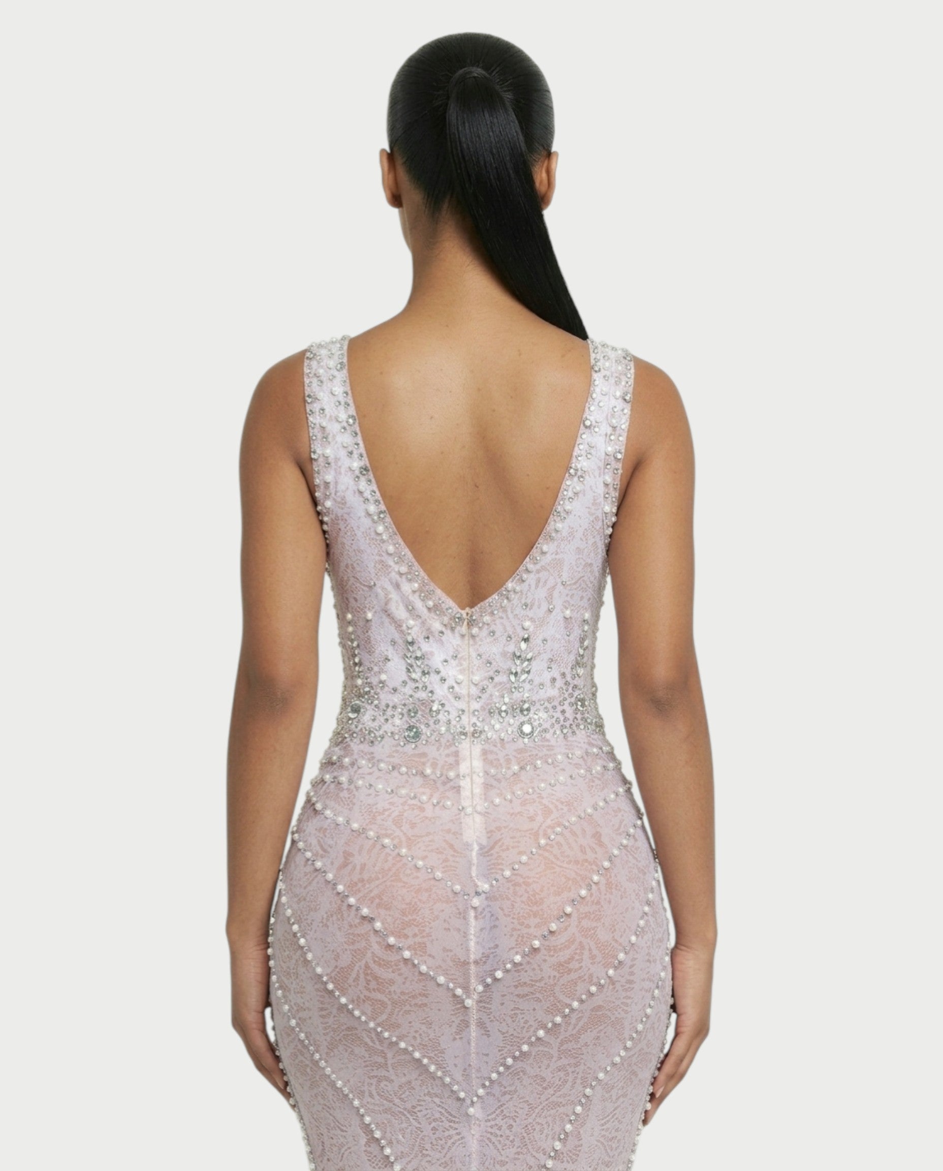 HELMA Pearl & Crystal Beaded Maxi Dress