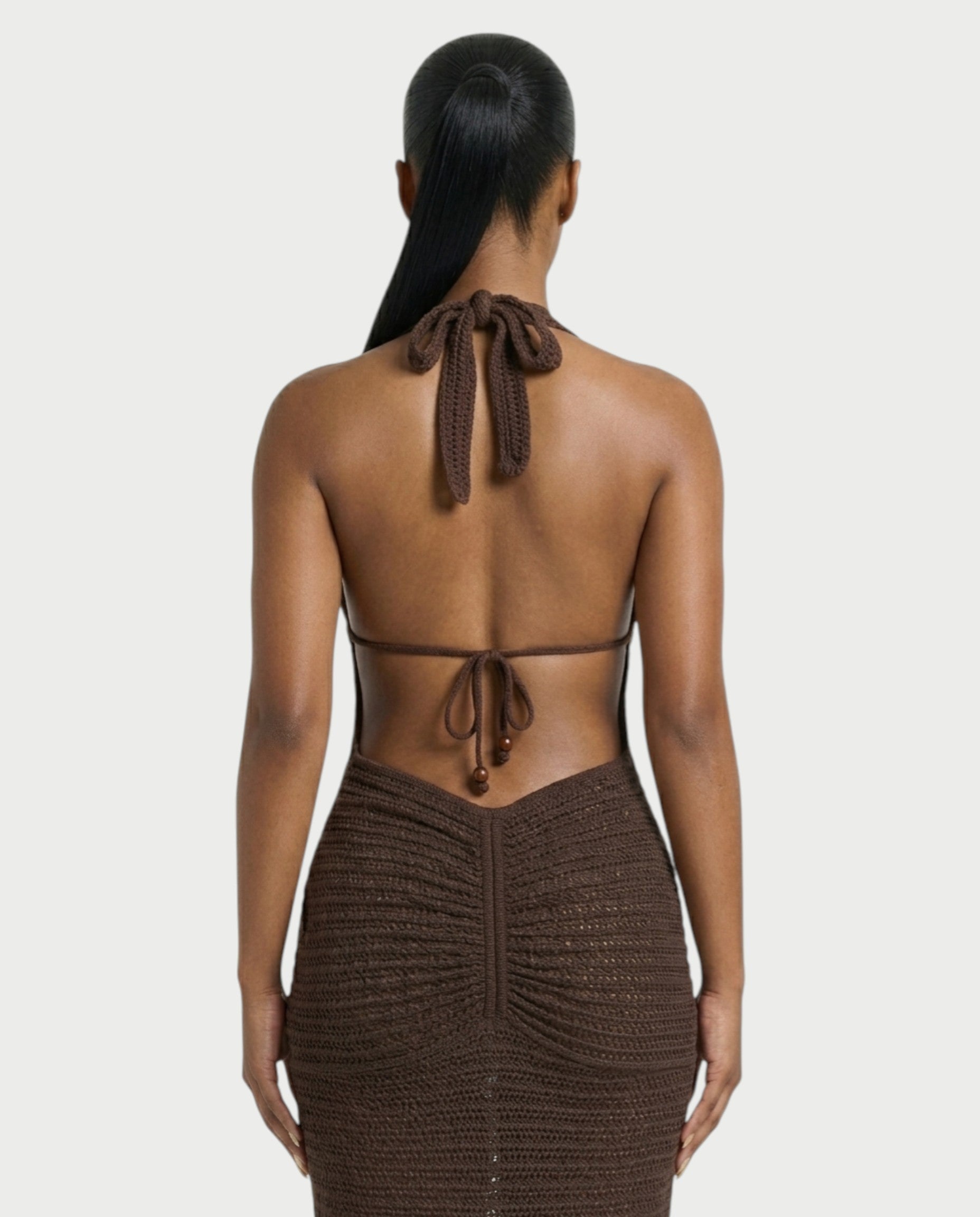 SIONE Crochet Backless Maxi Dress