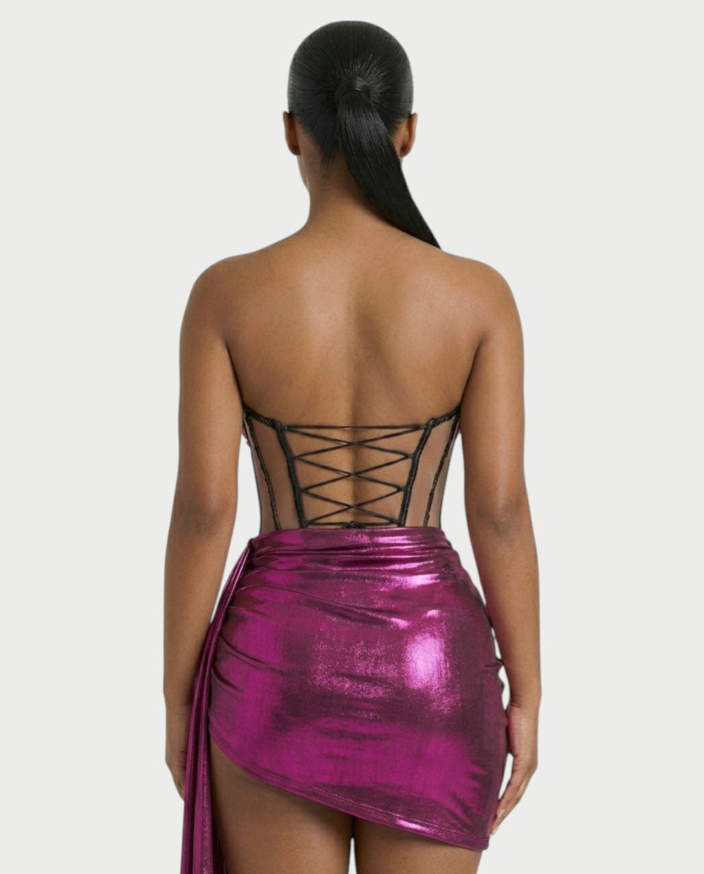 CAPRISE Gemstone Jeweled Corset Mini Dress