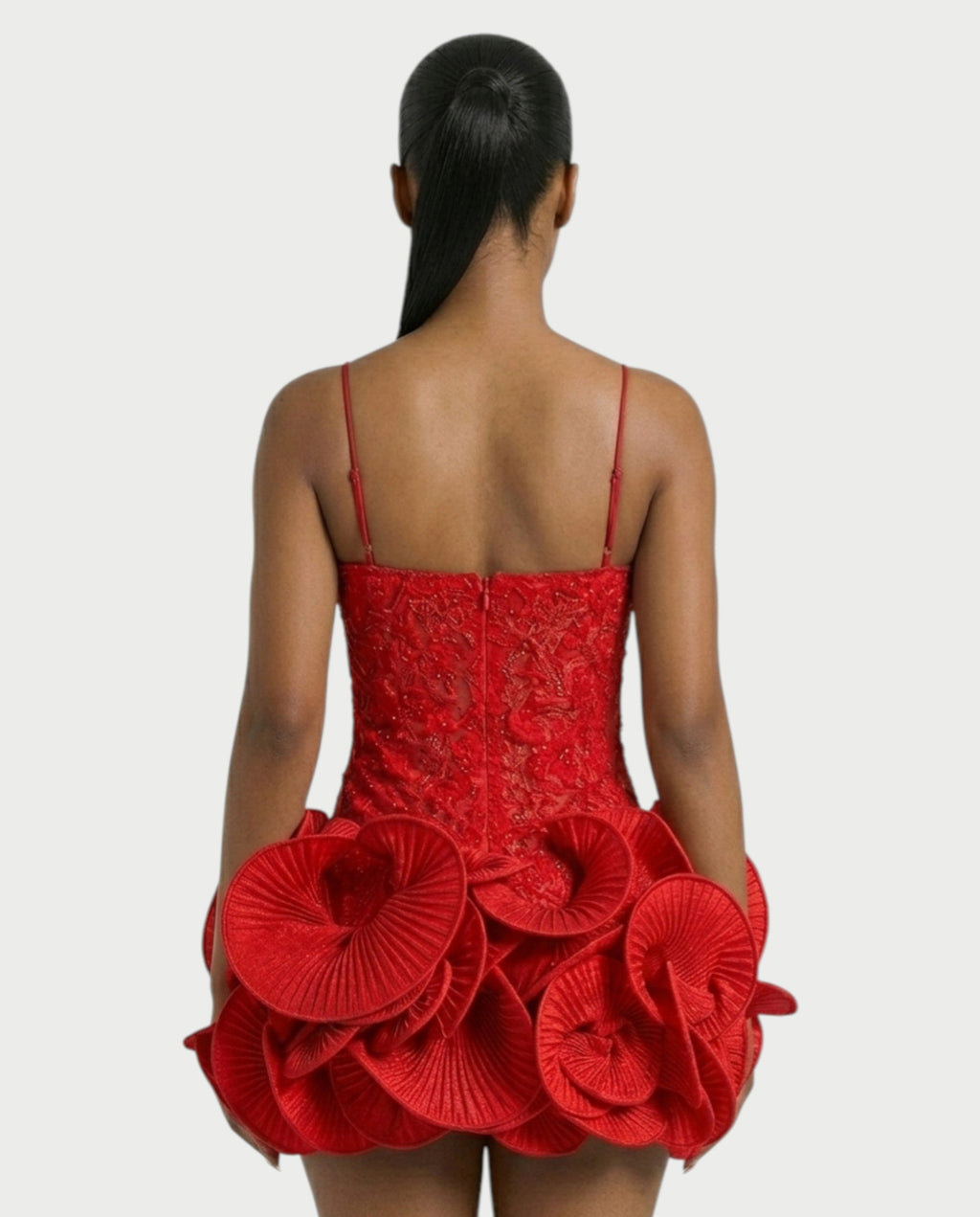 KOVA Flared Pleated Flounce Skirt Mini Dress