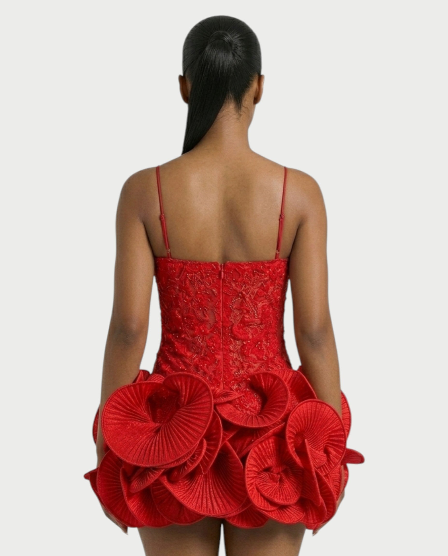 KOVA Flared Pleated Flounce Skirt Mini Dress
