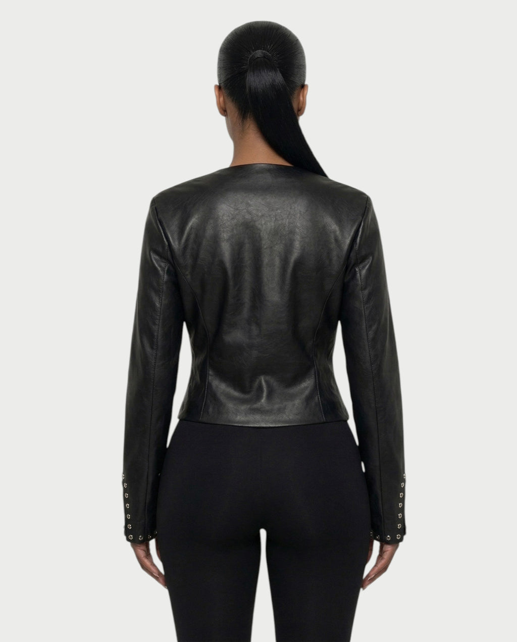 CORRY Studded Zip Leather Jacket
