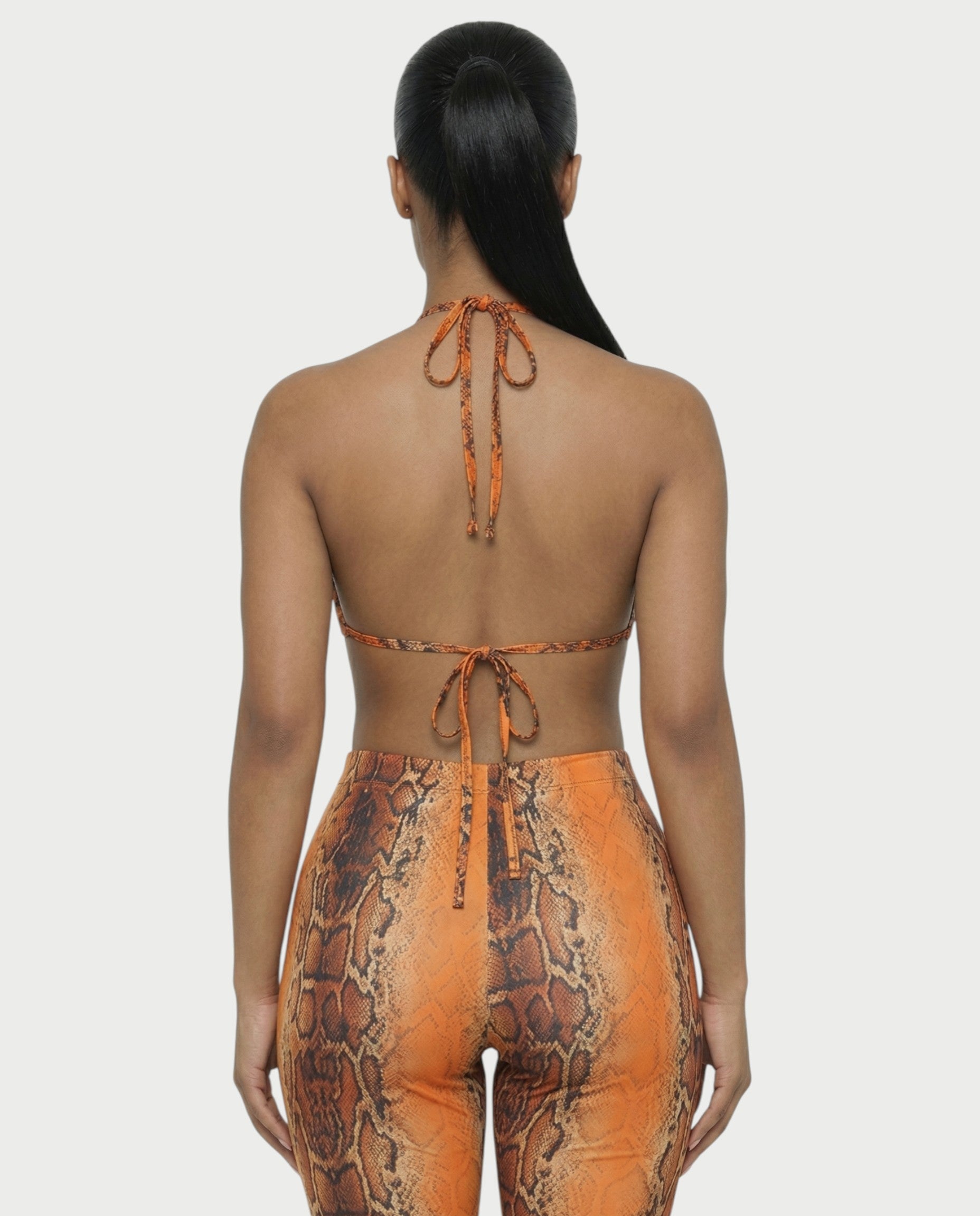 FLORA Snake Print Halter Crop Top & Capri Pants Set