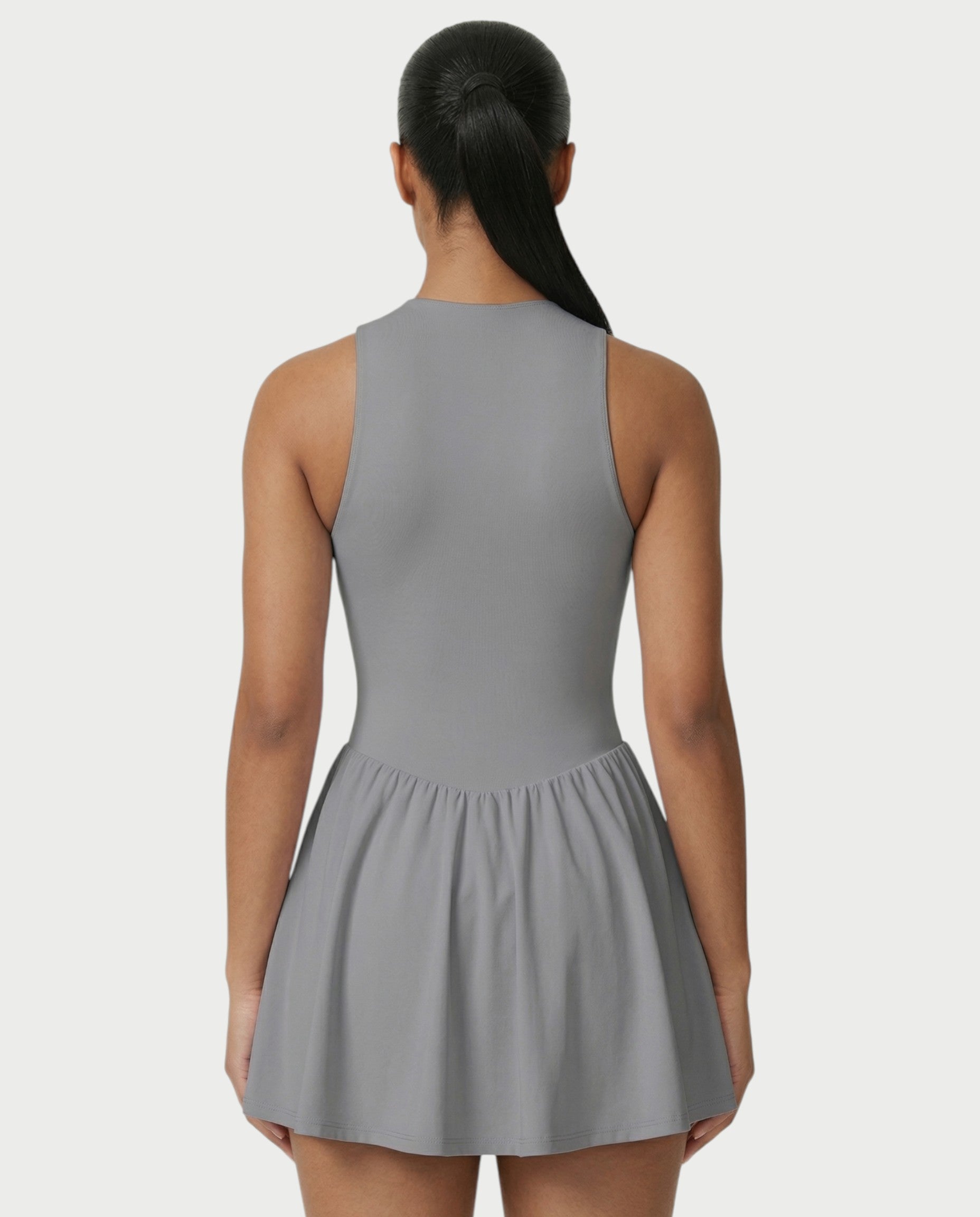 CAPRICE Zip-Front Sport Flared Tennis Skirt Mini Dress