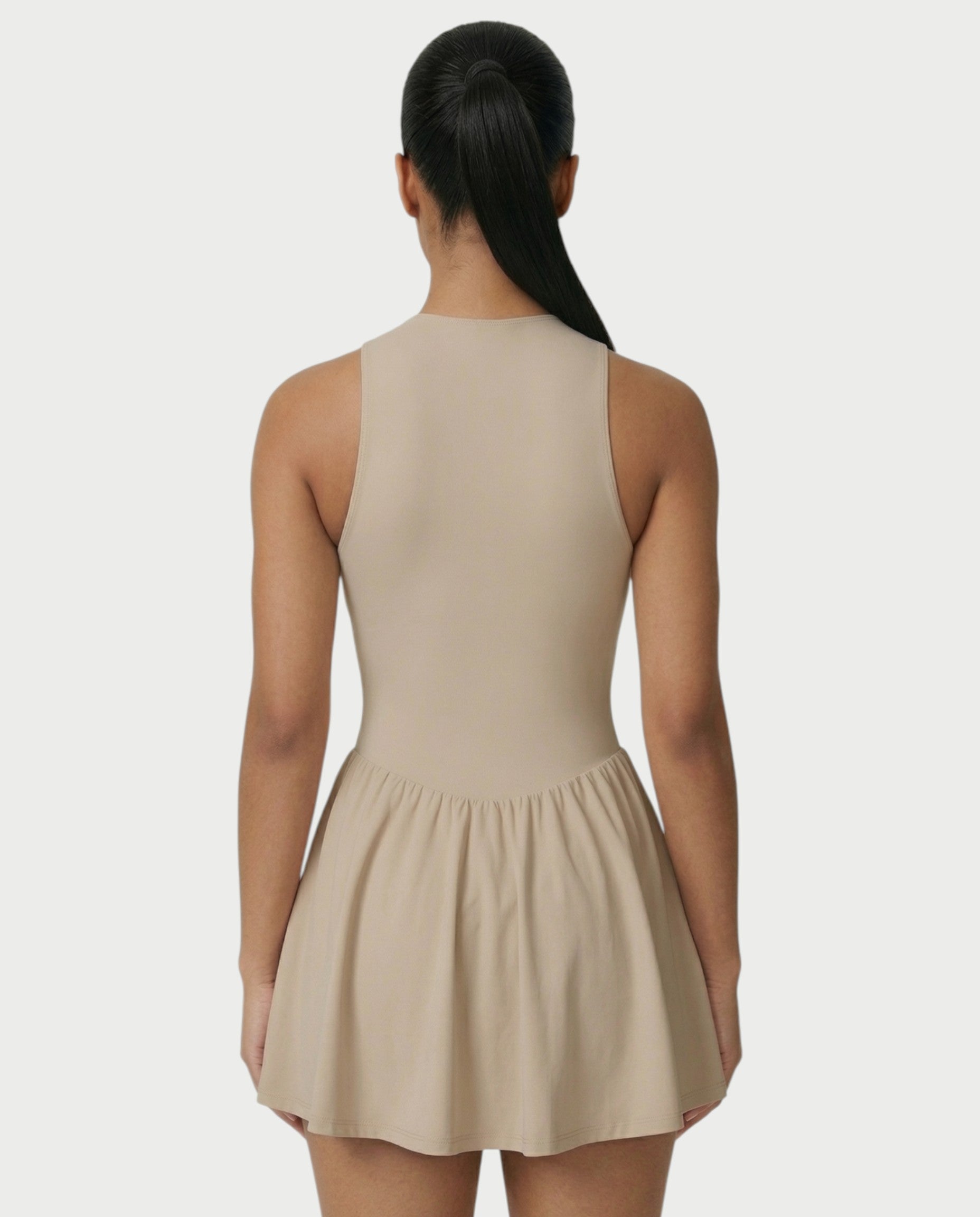 CAPRICE Zip-Front Sport Flared Tennis Skirt Mini Dress