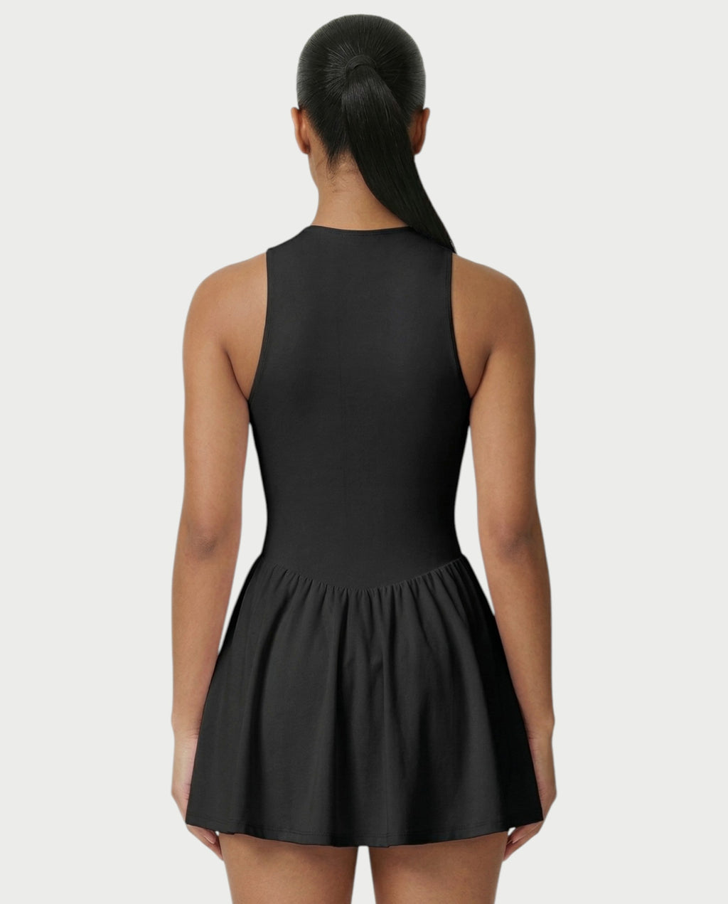 CAPRICE Zip-Front Sport Flared Tennis Skirt Mini Dress