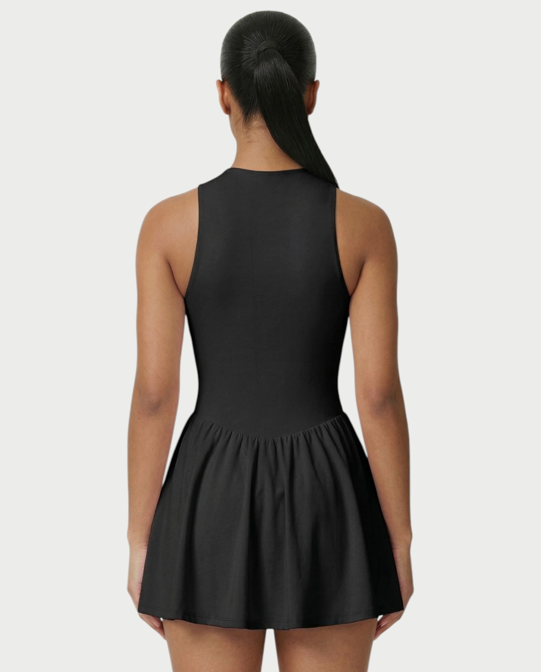CAPRICE Zip-Front Sport Flared Tennis Skirt Mini Dress