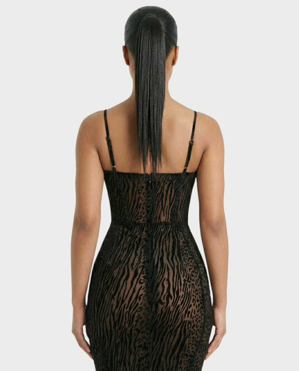 CECIL Corset Leopard Mesh Mermaid Maxi Dress