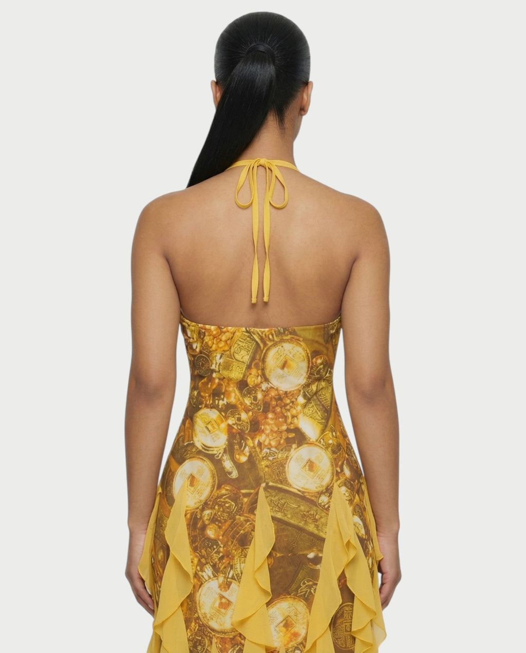 KIMMY Baroque Chain Print Ruffle Maxi Dress