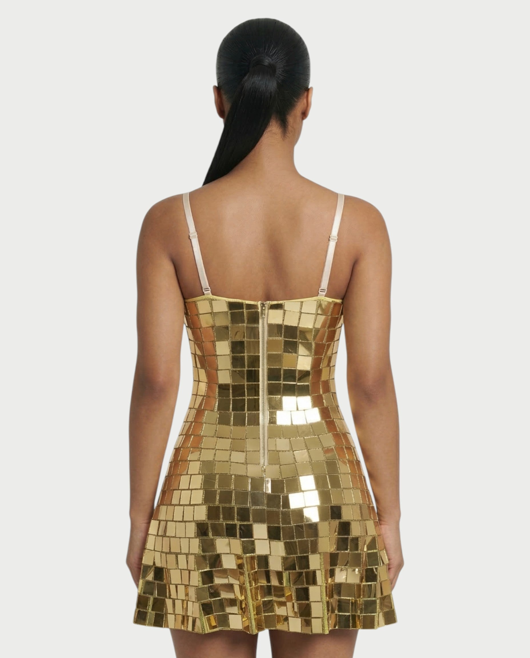 RYLA Mirror Tile Flared Mini Dress
