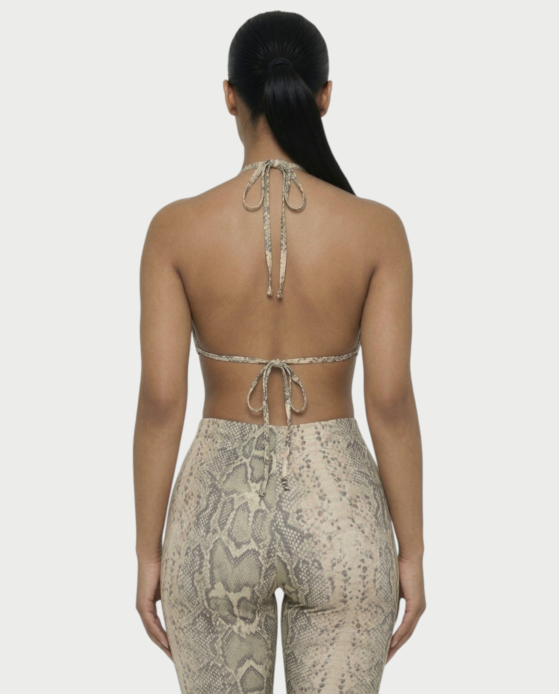 FLORA Snake Print Halter Crop Top & Capri Pants Set