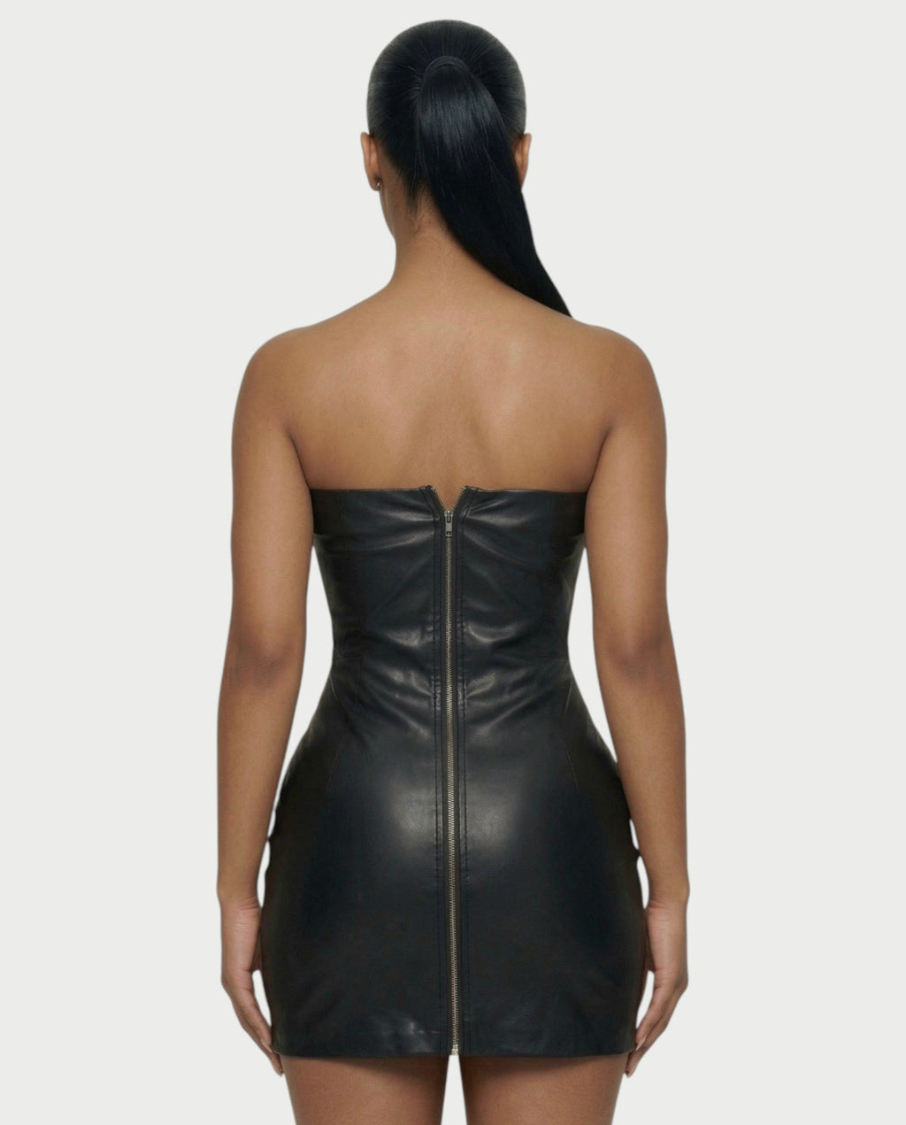 HALIYA Zebra Faux-Fur Bodycon Mini Dress