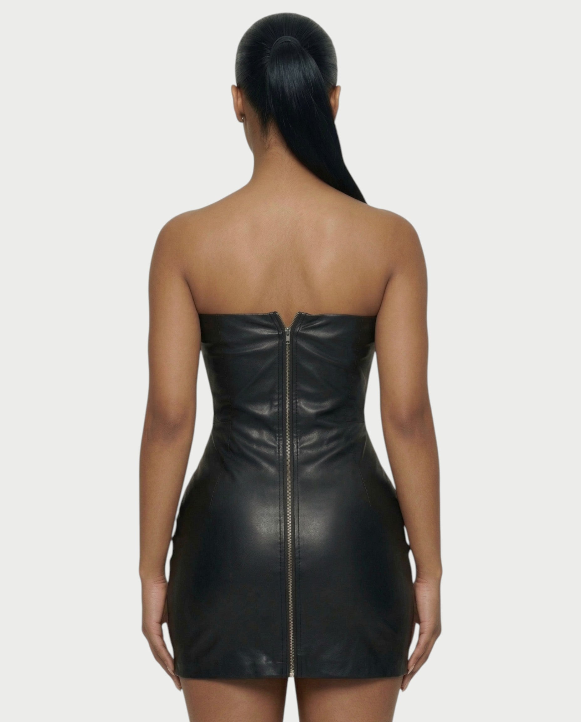 HALIYA Zebra Faux-Fur Bodycon Mini Dress