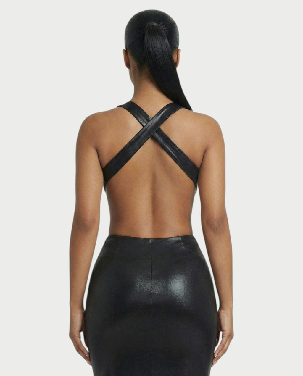 RINEYA Metallic Cutout Halter Neck Maxi Dress