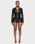 BRIXA Leather Jacket & High-Waist Shorts Set