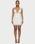 JUVIA Chain Detail Cut-Out Mesh Mini Dress