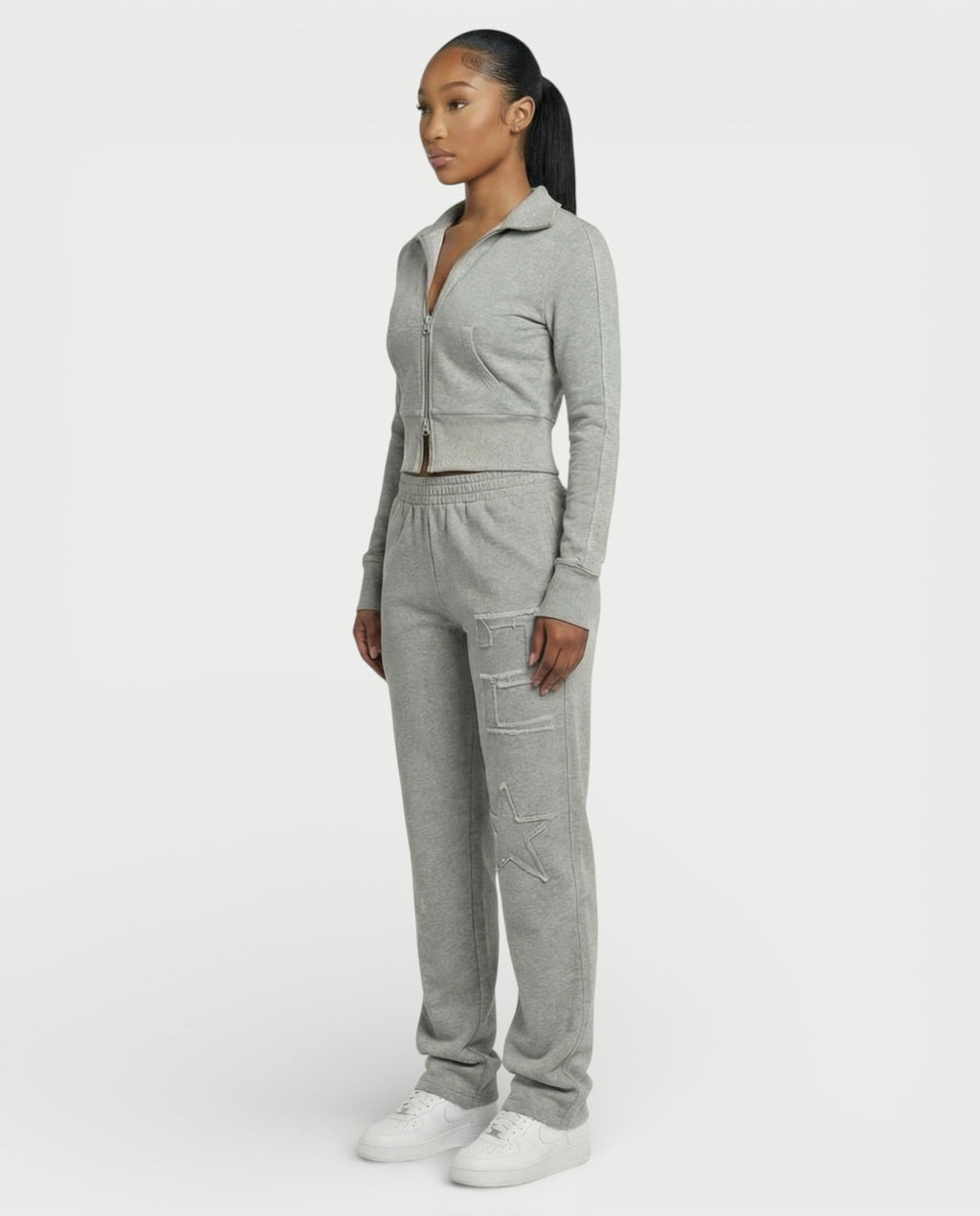 GIVANA Cropped Zip Jumper & Straight-Leg Pants Set
