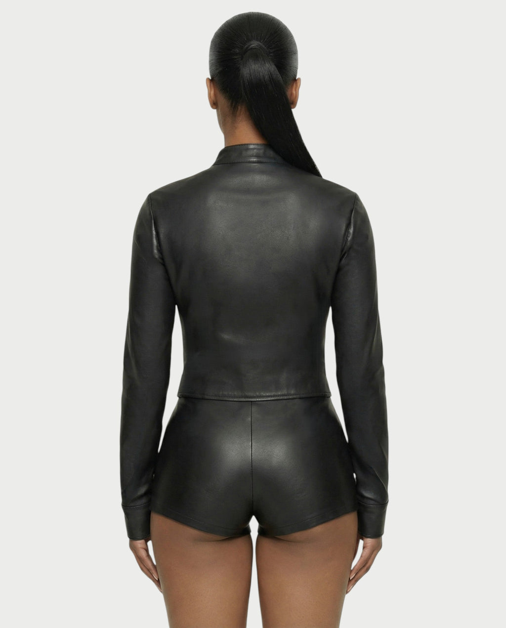 ZIVARA Zip-Up Top & High-Waist Shorts Set