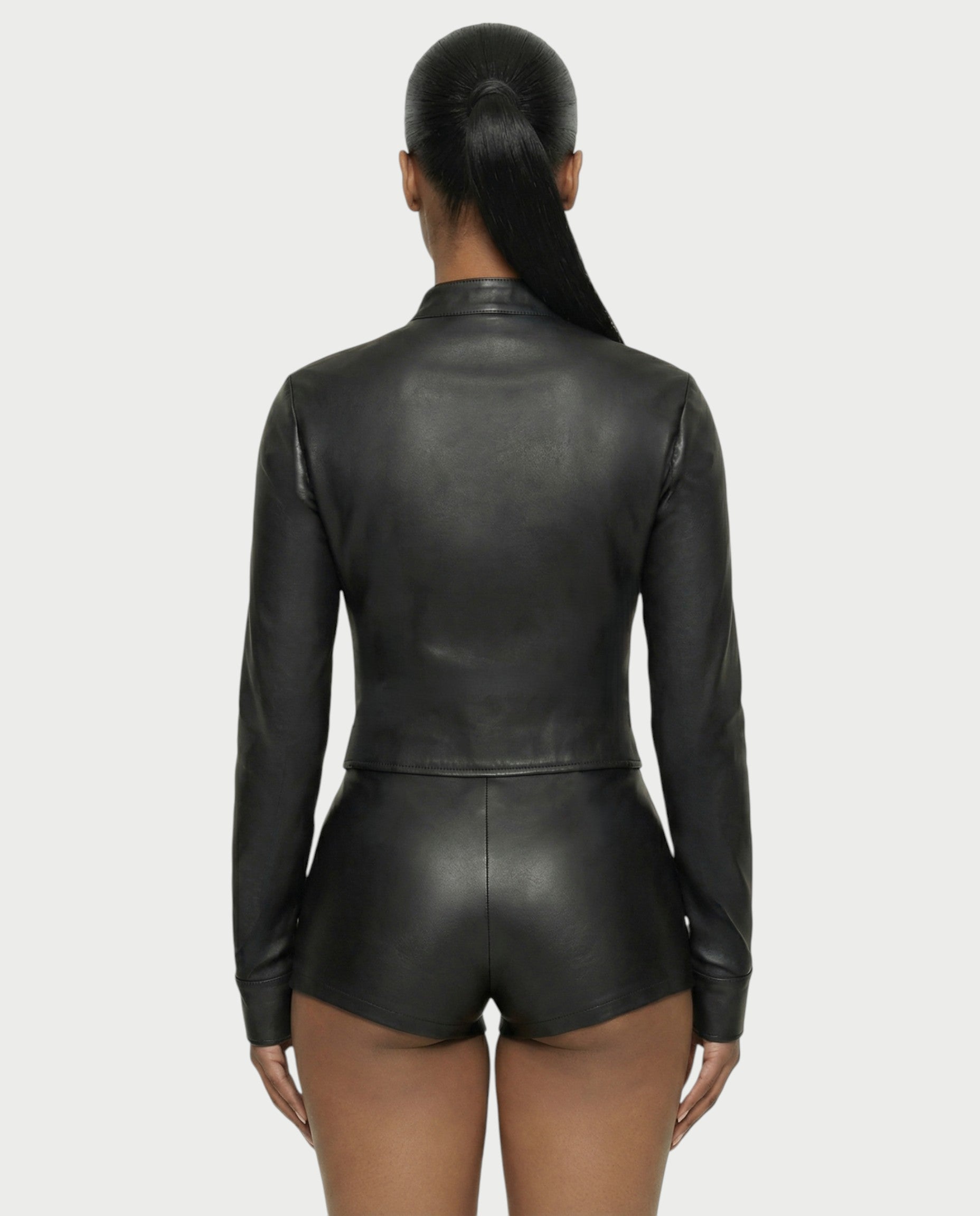ZIVARA Zip-Up Top & High-Waist Shorts Set