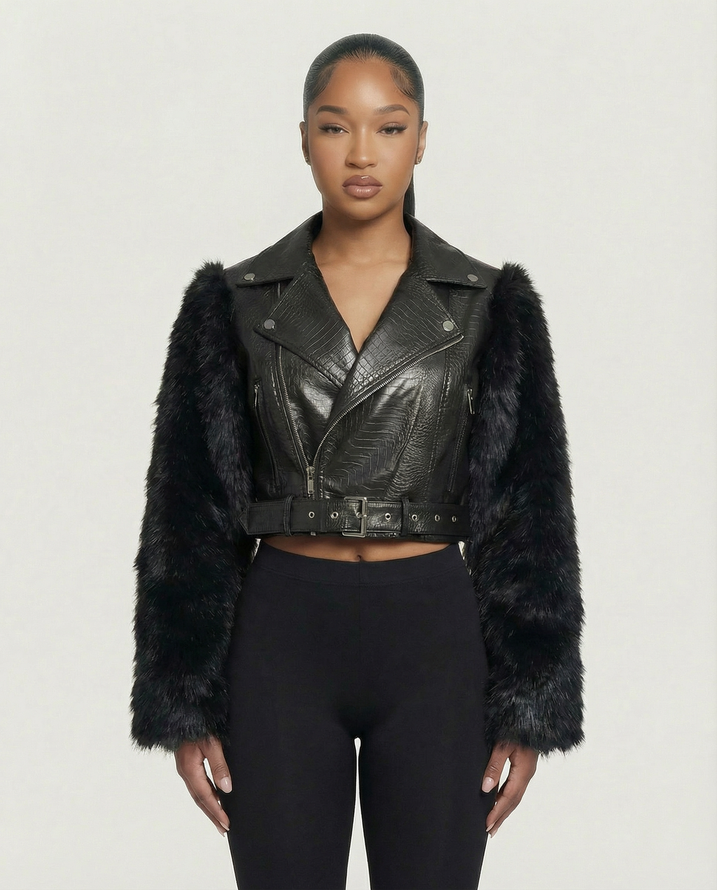 BEXLEY Croc Textured Faux Leather Jacket