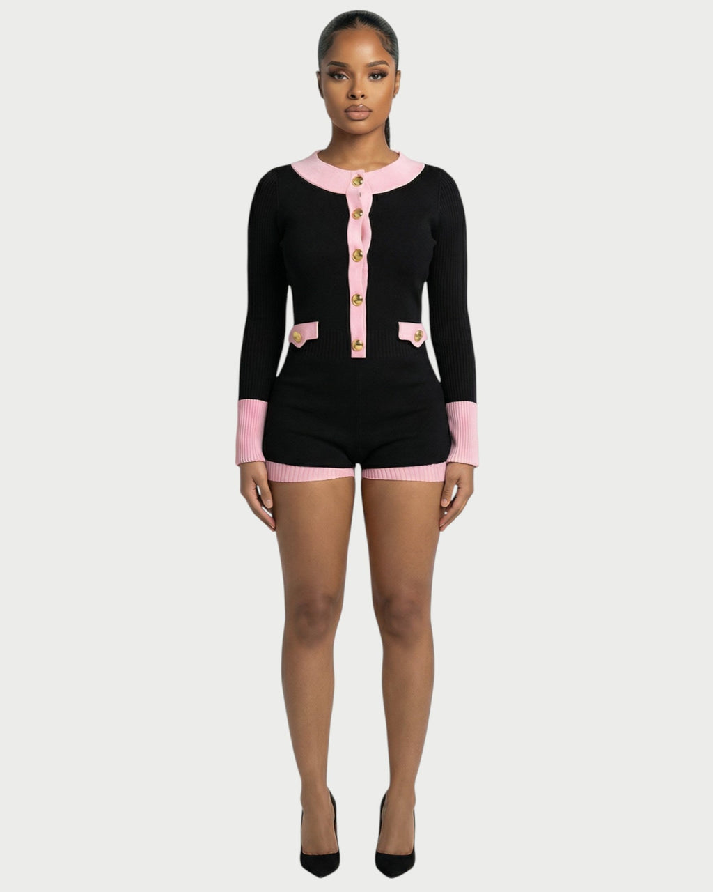 FRIMA Contrast Trim Knit Romper